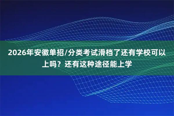 2026年安徽单招/分类考试滑档了还有学校可以上吗？还有这种途径能上学